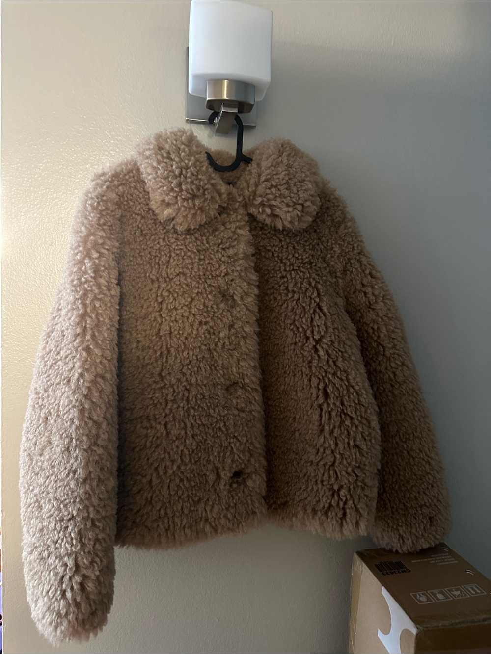 Zara Teddy Faux Shearling Jacket - Camel Brown